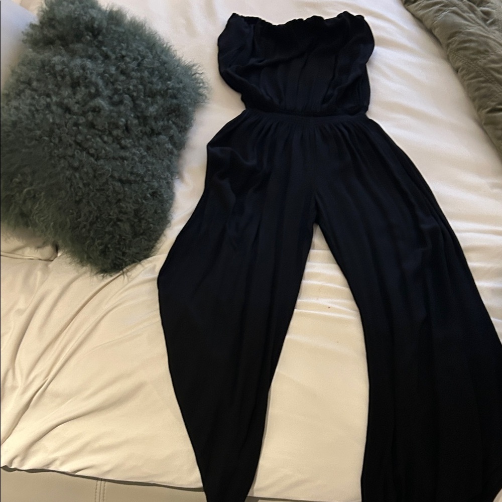 Strapless Wide-Leg Jumpsuit in Black